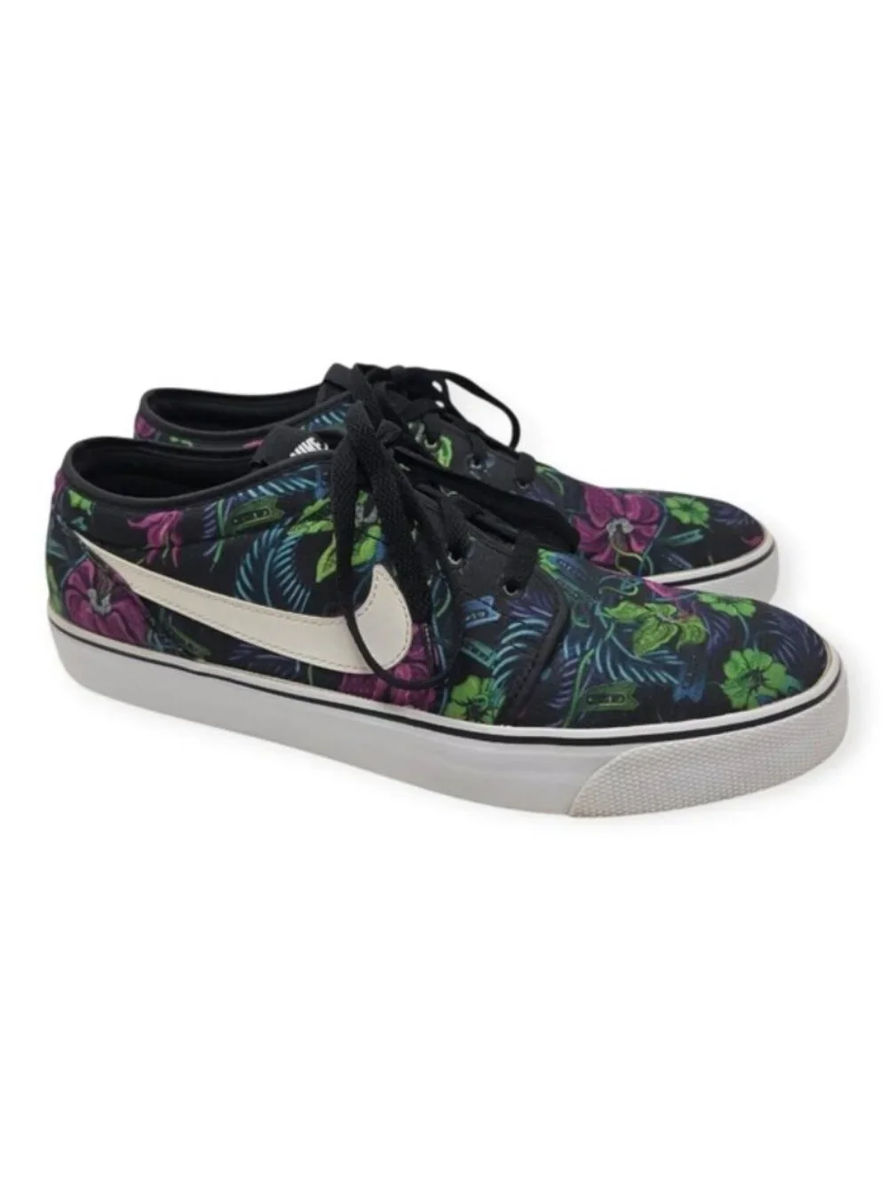 Nike Toki Low Black Floral Textile Smoky Lotus Shoes Sneakers Men's Size 9.5